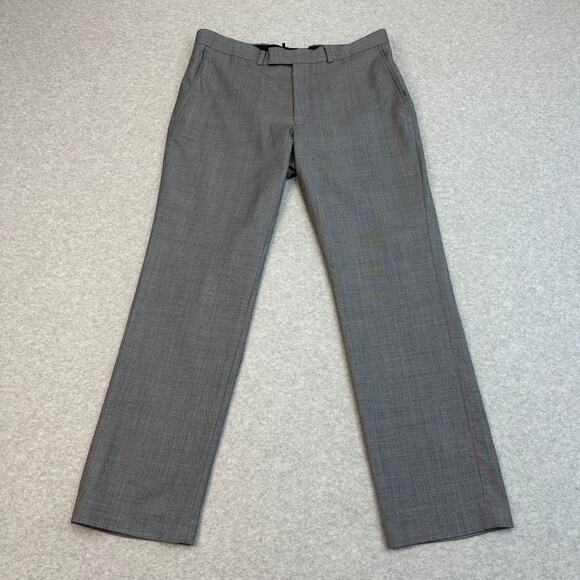 Kenneth Cole Wool Blend Suit Dress Pants Mens 34x30 Gray Flat Front Straight Leg - Picture 1 of 10